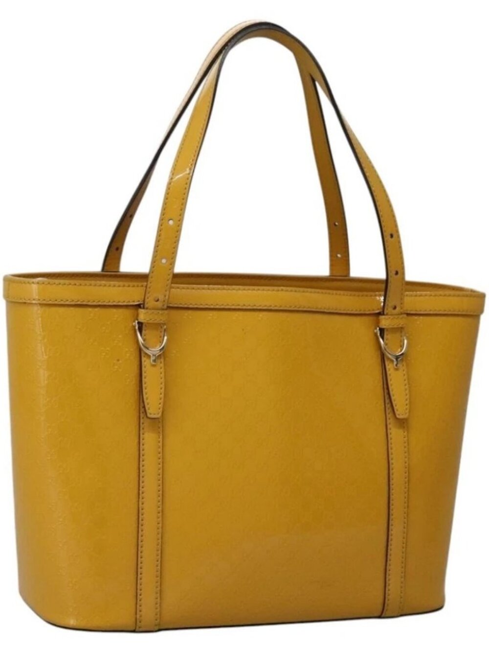GUCCI Micro GG Canvas Hand Bag Patent leather Yellow